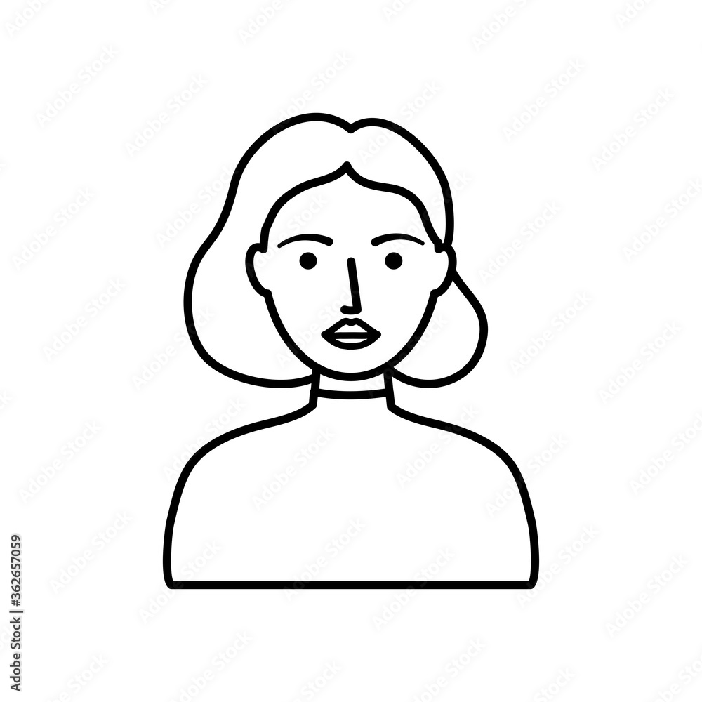 avatar woman with short hair icon, line style avatar woman with short hair icon, line style