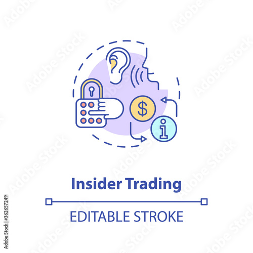 Insider trading concept icon. Non public information selling. Common corporate crime. Secret data buying idea thin line illustration. Vector isolated outline RGB color drawing. Editable stroke