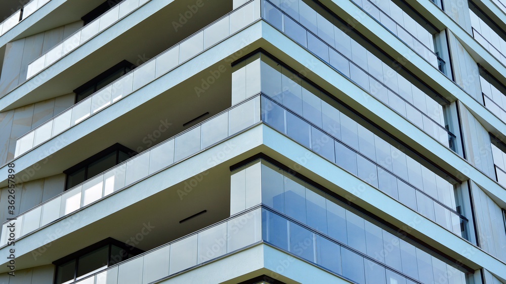 Modern European residential apartment buildings quarter. Abstract architecture, fragment of modern urban geometry.