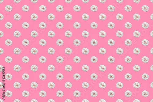 White rose flowers seamless pattern isolated on pink background