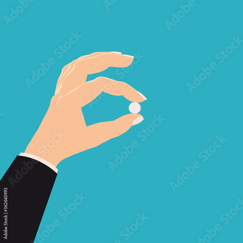 Hand hold pharmacy tablet medicine. Template banner