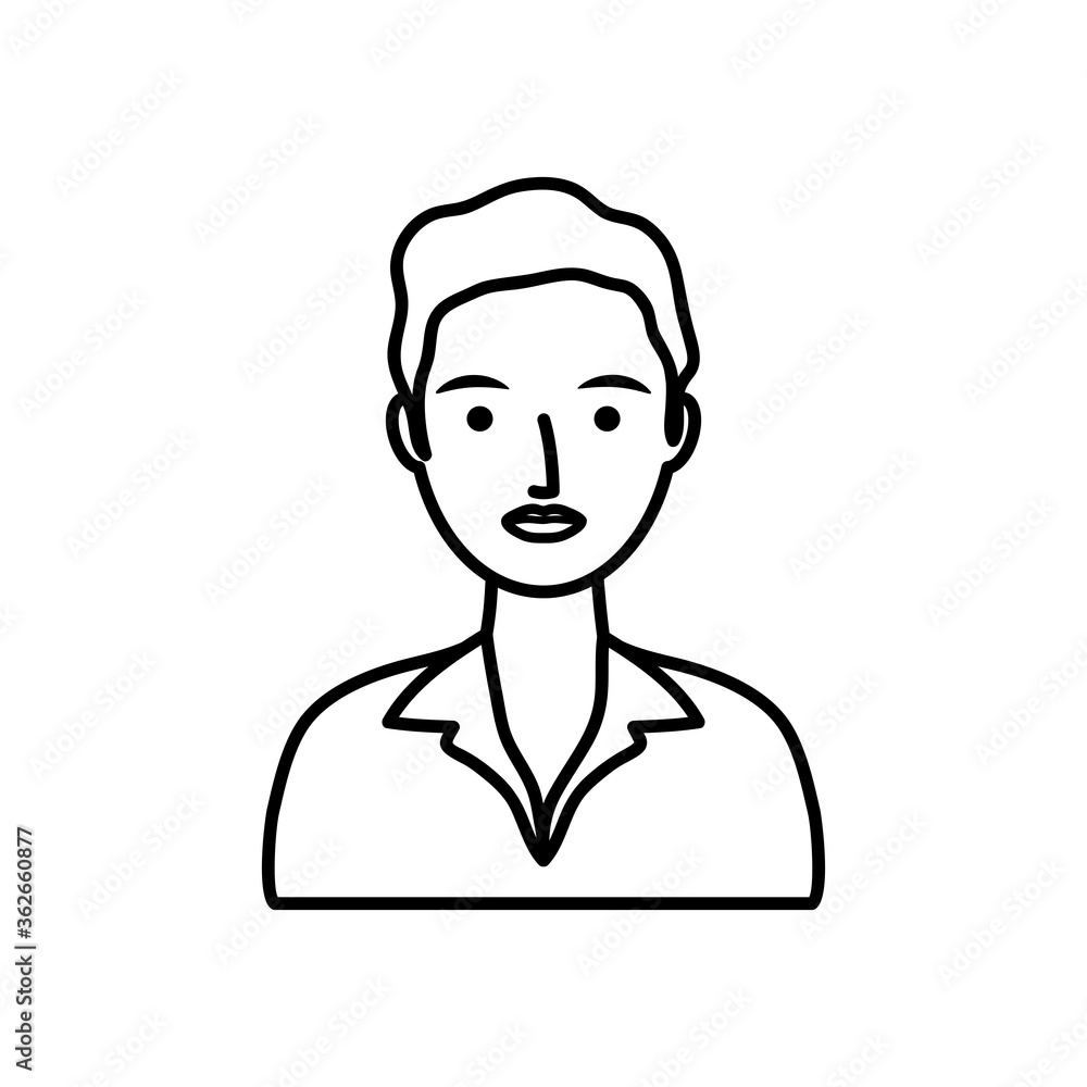young man icon, line style