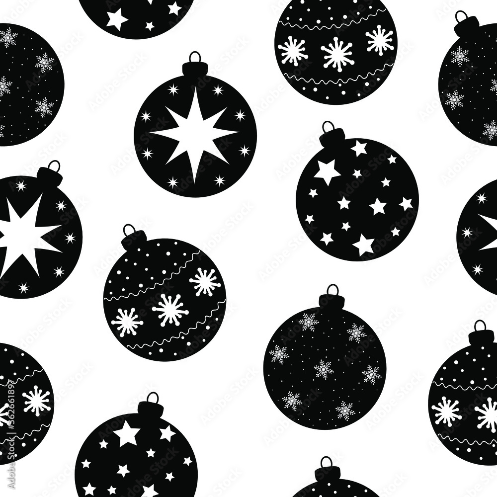 Seamless pattern black christmas balls graphic vector illustration Seamless pattern black christmas balls graphic vector illustration