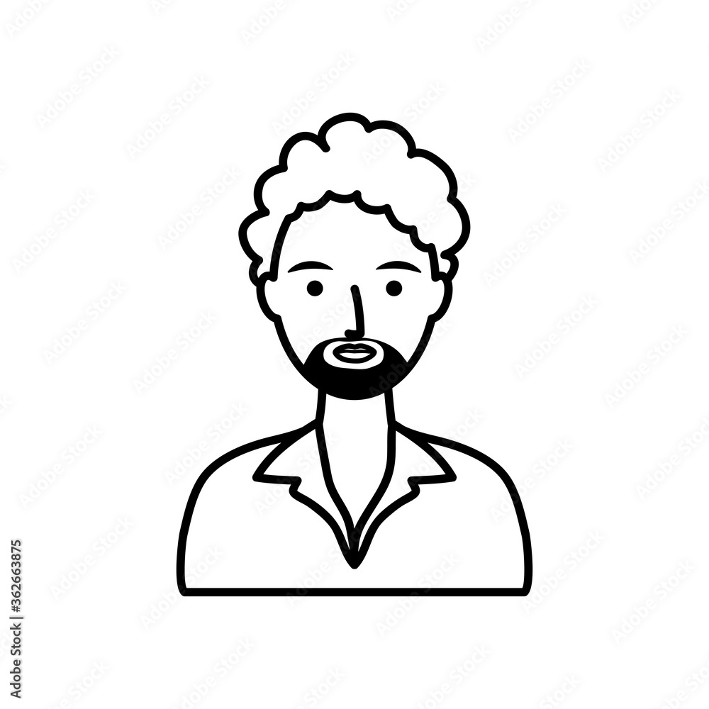 avatar afro man icon, line style avatar afro man icon, line style