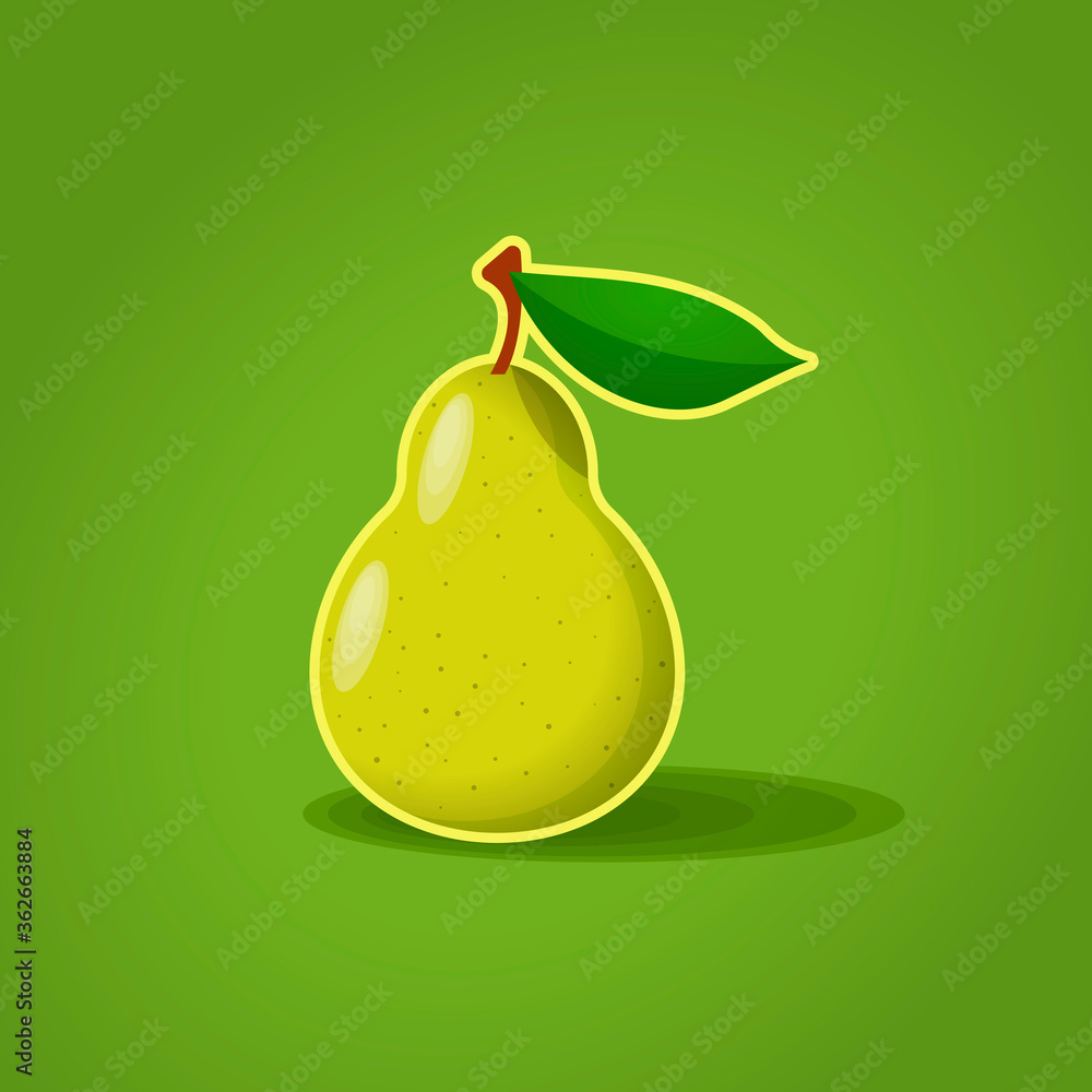 Pear 3d form and green background. Bulk pear illustration. Pear 3d form and green background. Bulk pear illustration.