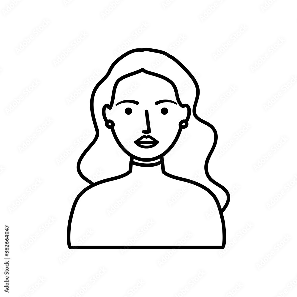 avatar woman wearing turtleneck sweater icon, line style avatar woman wearing turtleneck sweater icon, line style