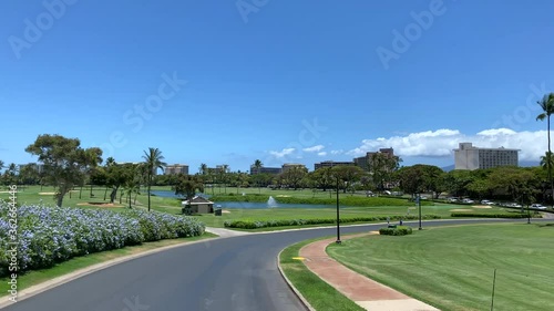 POV driving into deserted Ka'anapali Resort on Maui during Covid-19 quarantine in Hawaii