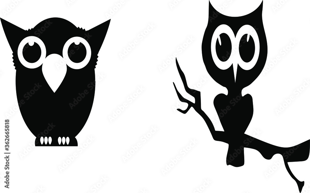 Two owls on white background. VECTOR Two owls on white background. VECTOR