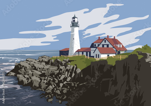 Portland Head Light, a historic lighthouse located on the Maine coast in the United States