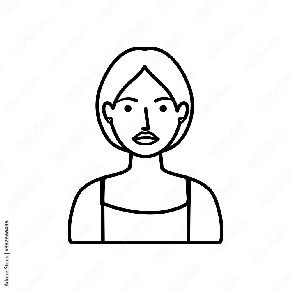 avatar woman with short hair cartoon, line style avatar woman with short hair cartoon, line style