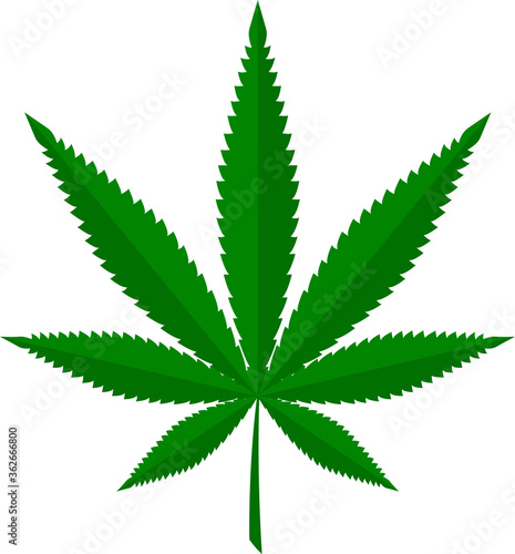 Cannabis sign. Vector illustration. Dark green icon on a transparent background.