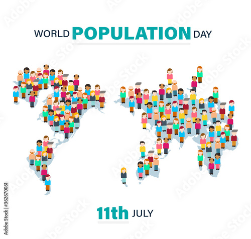 World Population Day  map made form people background  poster  vector illustration