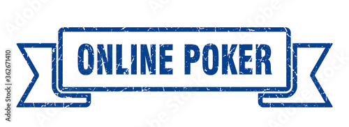 online poker ribbon. online poker grunge band sign. online poker banner