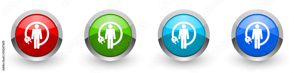 Android charging wire silver metallic glossy icons, humanoid robot concept set of modern design buttons for web, internet and mobile applications in four colors options isolated on white background Android charging wire silver metallic glossy icons, humanoid robot concept set of modern design buttons for web, internet and mobile applications in four colors options isolated on white background