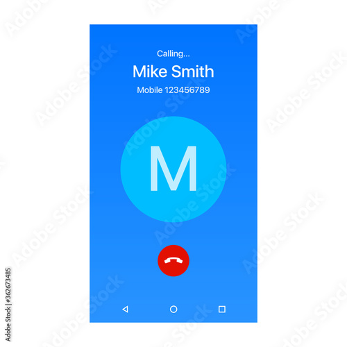 Smartphone Call Screen Interface Vector Illustration. Call Screen Template, Mockup. Calling UI Display