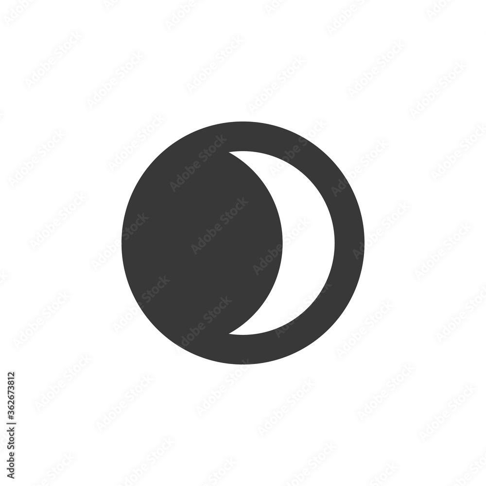 Moon phase. Waxing Crescent. Icon. Weather glyph vector illustration Moon phase. Waxing Crescent. Icon. Weather glyph vector illustration