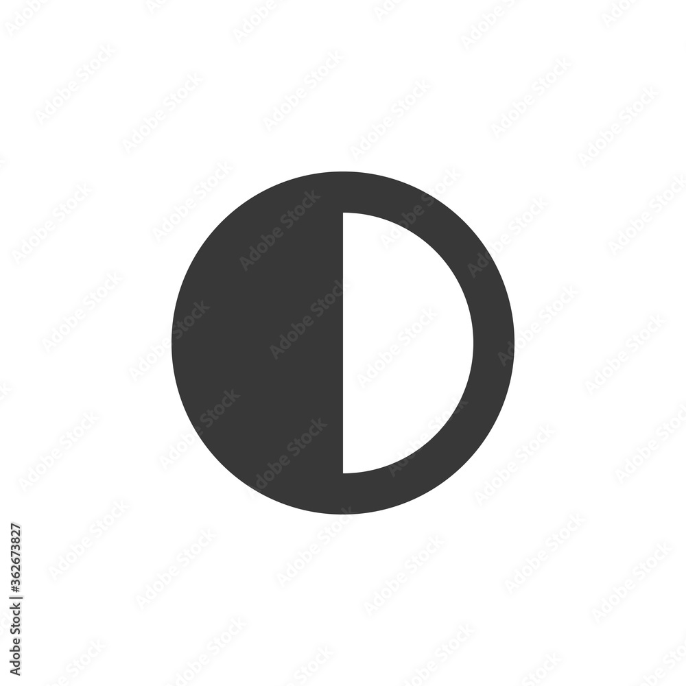 Moon phase. First Quarter. Icon. Weather glyph vector illustration Moon phase. First Quarter. Icon. Weather glyph vector illustration