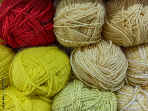 wool knitting. colored threads for knitting