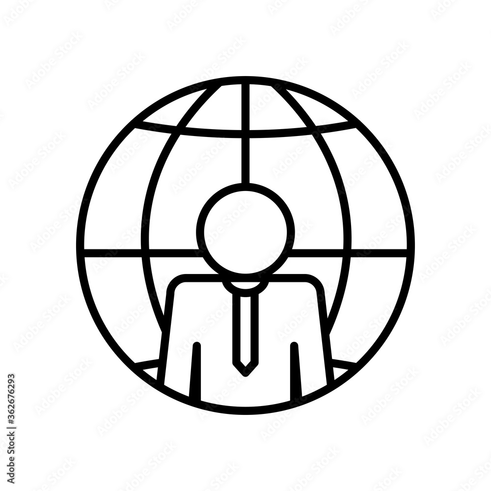 pictogram businessman and global sphere icon, line style pictogram businessman and global sphere icon, line style