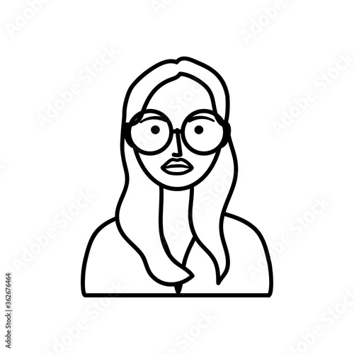 avatar girl with glasses, line style