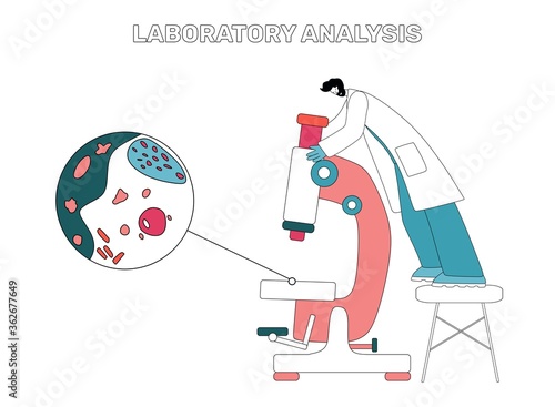 Medical chemical laboratory analysis - modern flat linear concept digital illustration of laboratory analysis.
