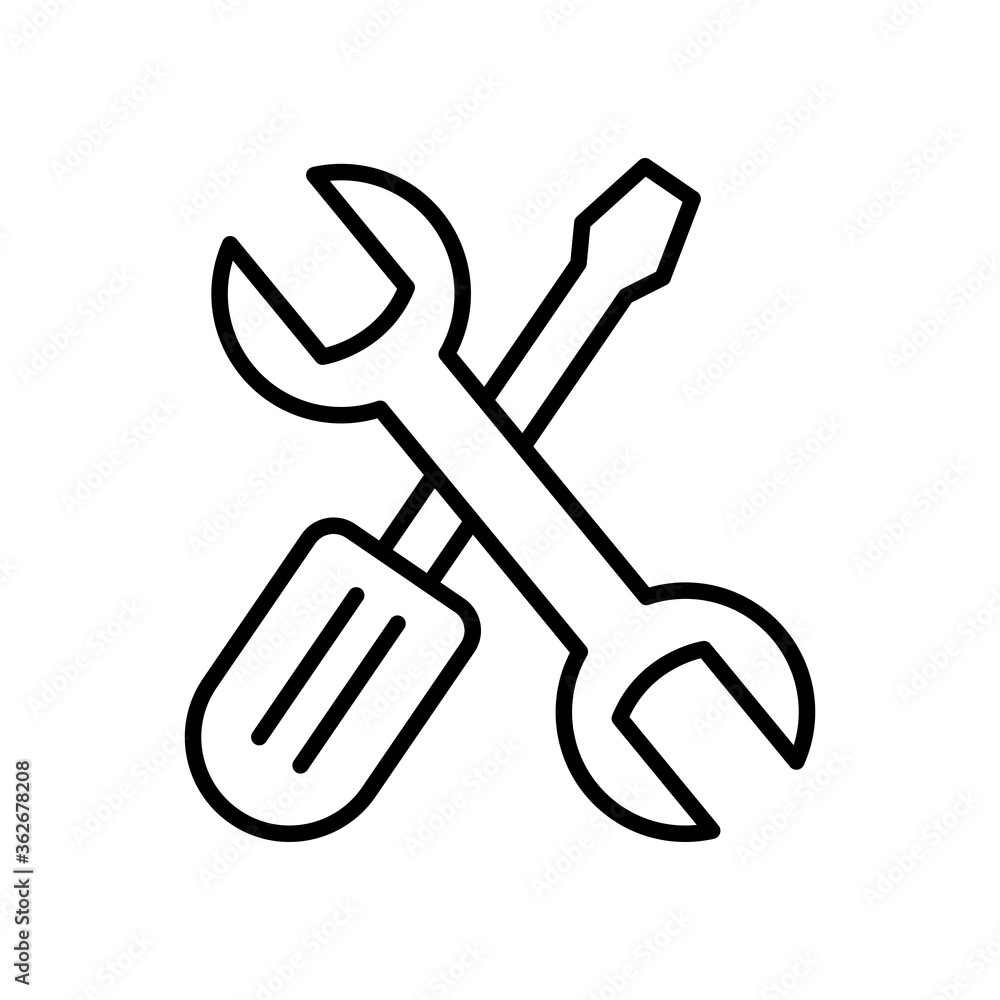 wrench and screwdriver tools icon, line style wrench and screwdriver tools icon, line style