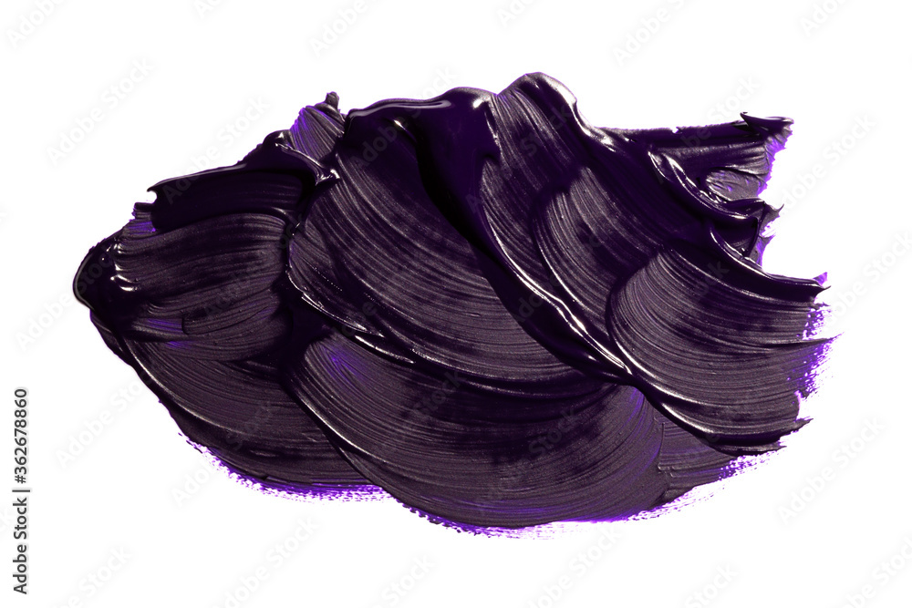 Purple abstract oil paint spot. Colorful oil pailt brush stroke