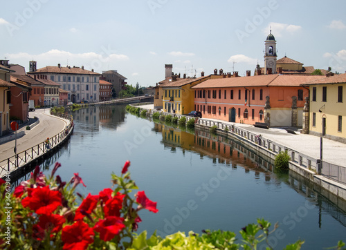 Photos cityscape of Gaggiano, a village on the outskirts of Milan crossed by the naviga