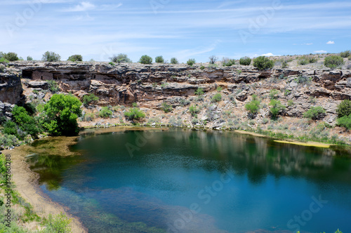 The Montezuma Well showing Sinaquan Cliff Dwellings, Montezuma Castle National Monument, Arizona