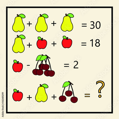 Counting games for kids and adults. Educational math game. Result. Crossword for social networks. Rebus. Mathematic riddle for the mind. Riddle with numbers. Vector