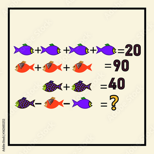 Mathematical riddle. Children funny riddle entertainment. Sheet right answer. Vector activity page and game.