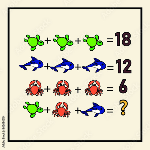 Mathematical riddle. Children funny riddle entertainment. Sheet right answer. Vector activity page and game.