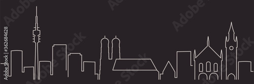 Munich Single Line Simple Minimalist Skyline