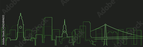 Philadelphia Futurist Technology Light Trace Skyline