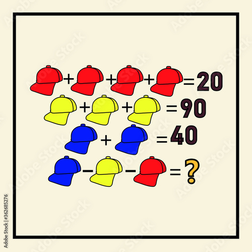 Mathematical rebus. Counting game for preschool children.A riddle for the mind. A riddle with numbers. Vector