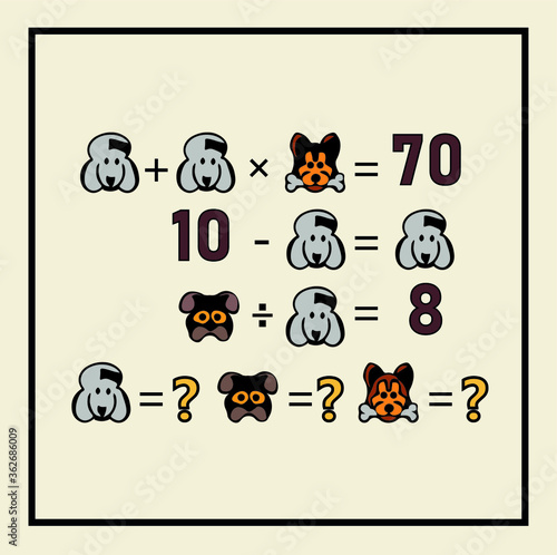 Counting games for kids and adults. Educational math game. Result. Crossword for social networks. Rebus. Riddle for the mind. Riddle with numbers. Vector
