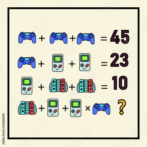Counting games for kids and adults. Educational math game. Result. Crossword for social networks. Rebus. Riddle for the mind. Riddle with numbers. Vector