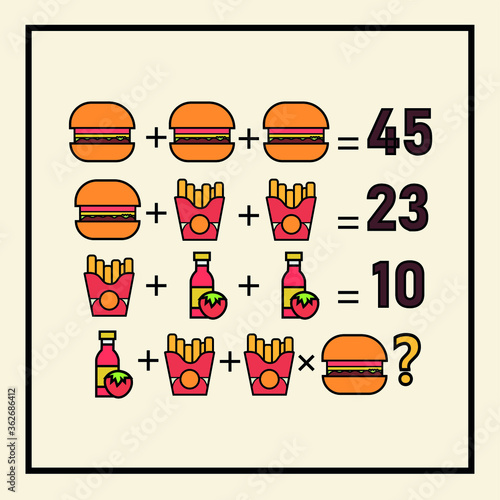 Counting games for kids and adults. Educational math game. Result. Crossword for social networks. Rebus. Riddle for the mind. Riddle with numbers. Vector