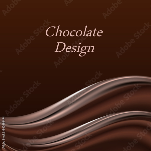 Chocolate wave, abstract background. Dark brown wavy color flowing swirl, decorative drapes.. Vector illustration