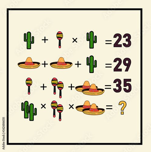 Counting games for kids and adults. Educational math game. Result. Crossword for social networks. Rebus. Riddle for the mind. Riddle with numbers. Vector