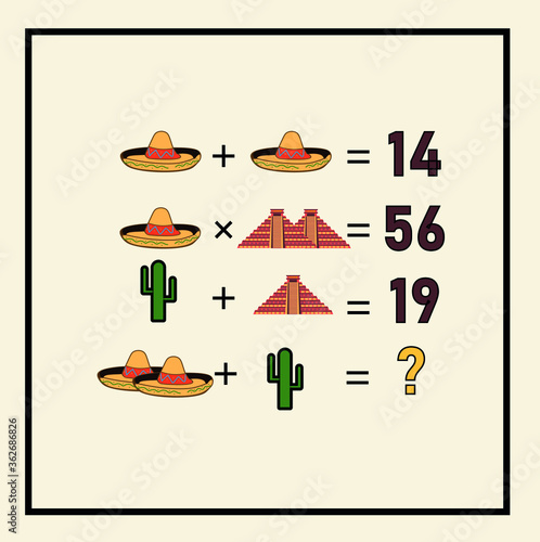 Counting games for kids and adults. Educational math game. Result. Crossword for social networks. Rebus. Riddle for the mind. Riddle with numbers. Vector