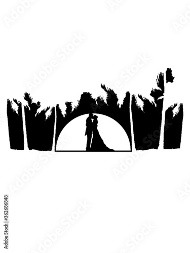 Romantisch unter Palmen Hochzeit Kirche Kleid Mann 