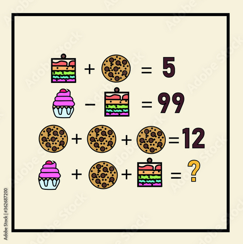 Mathematical riddle. Children funny riddle entertainment. Sheet right answer. Vector activity page and game.