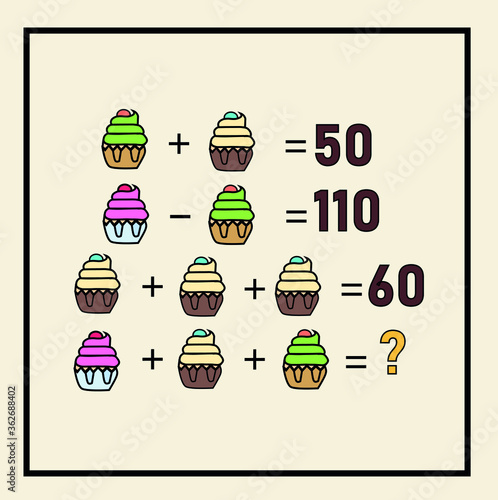 Mathematical riddle. Children funny riddle entertainment. Sheet right answer. Vector activity page and game.