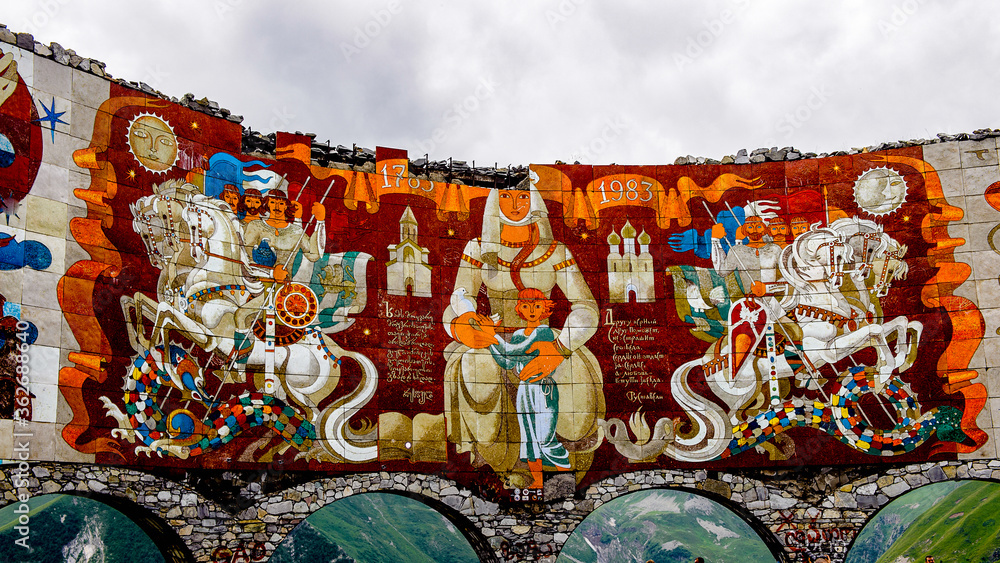 MILITARY ROAD OF GEORGIA, GEORGIA - JULY 22, 2014: Monument of ...