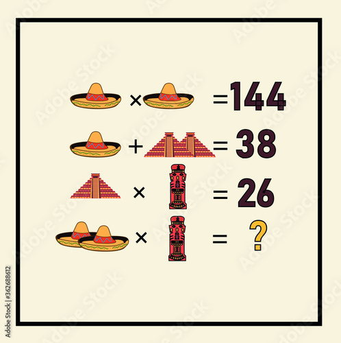 Mathematical riddle. Children funny riddle entertainment. Sheet right answer. Vector activity page and game.