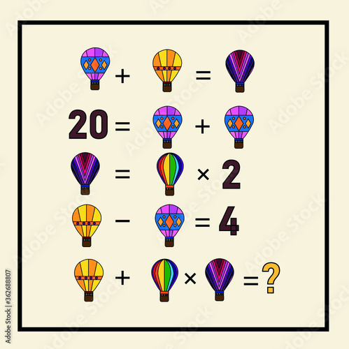 Mathematical riddle. Children funny riddle entertainment. Sheet right answer. Vector activity page and game.
