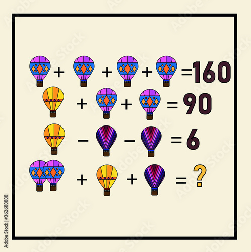 Mathematical riddle. Children funny riddle entertainment. Sheet right answer. Vector activity page and game.