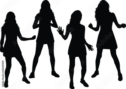 Women silhouettes on a white background.