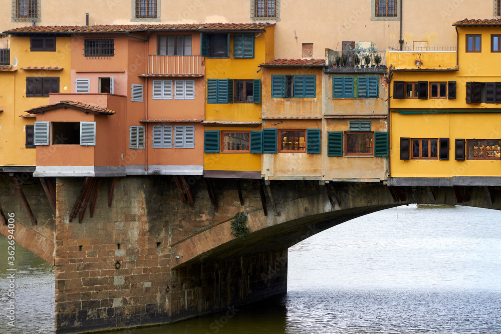 The Ponte Vecchio in Florence and the Arno river The Ponte Vecchio in Florence and the Arno river